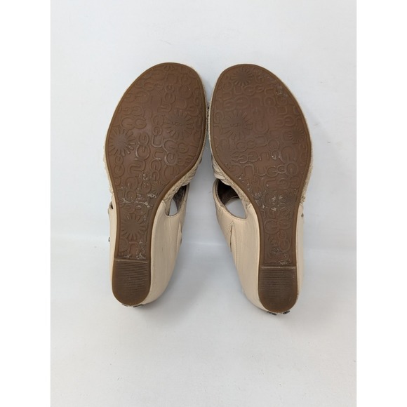 UGG Womens Hilarie Wedge‎ Sandals Tan Strappy 1012184 Boho Cork Size 8.5 - Picture 7 of 8